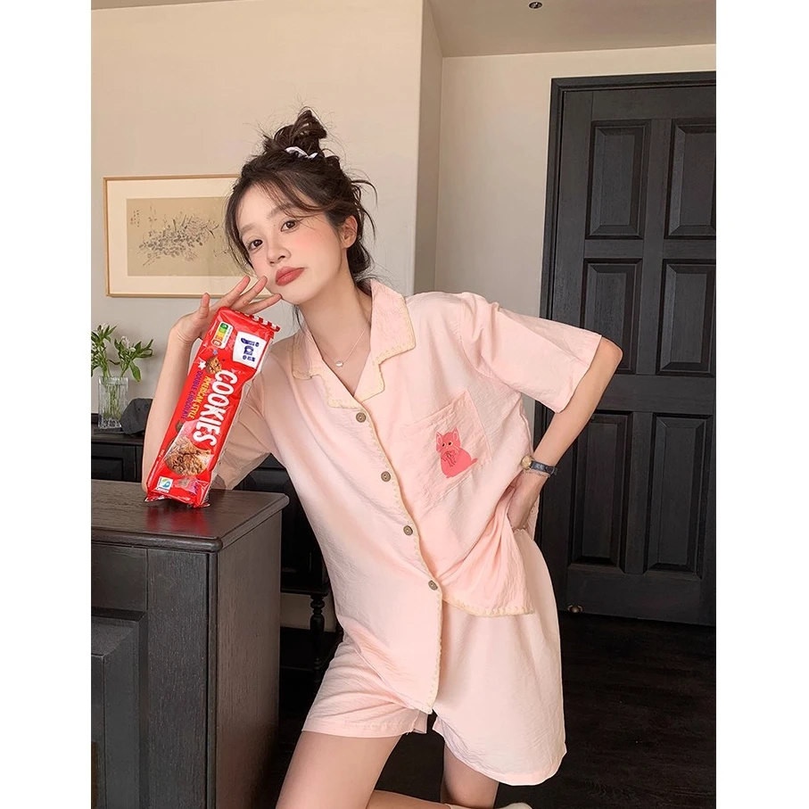 夏季学生可爱猫咪短袖睡衣女款爆款2025新款套装舒适亲肤家居服