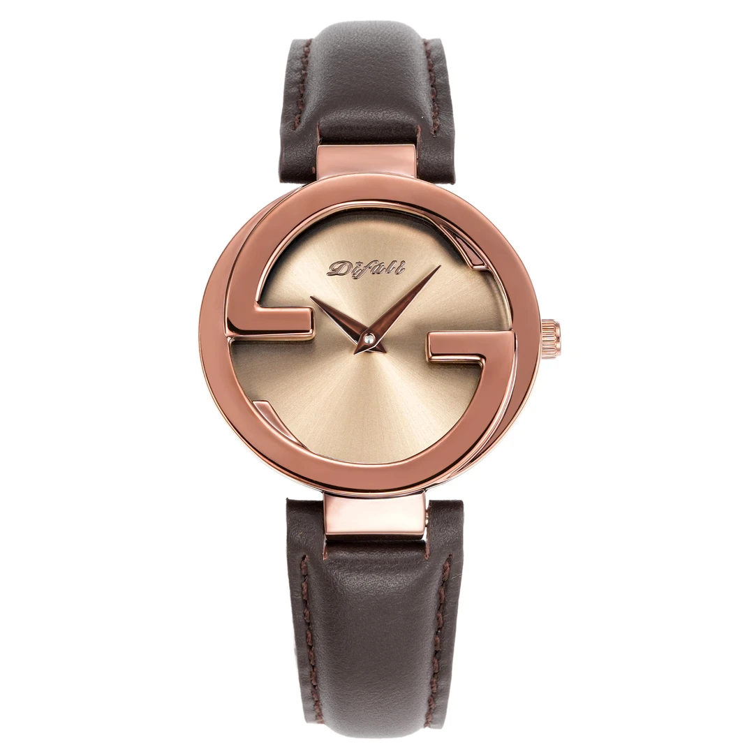 【华专属】爆款双G复古小棕表女士轻奢时尚装饰腕表百搭防水手表