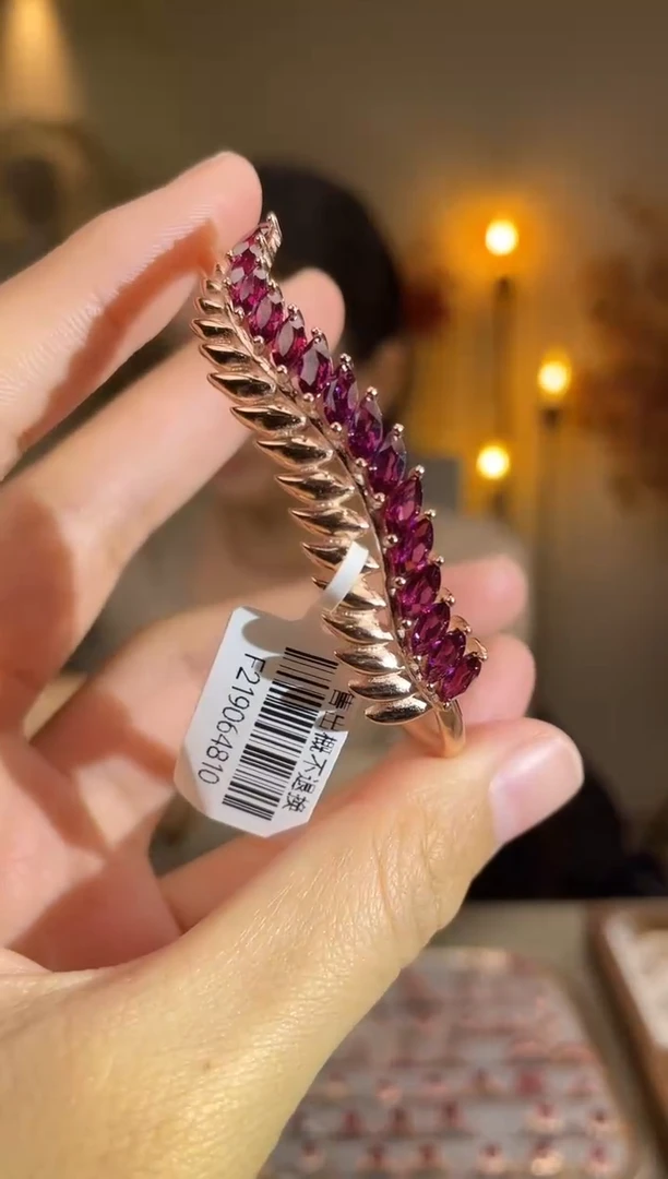 银S925镶嵌手镯石榴石手镯