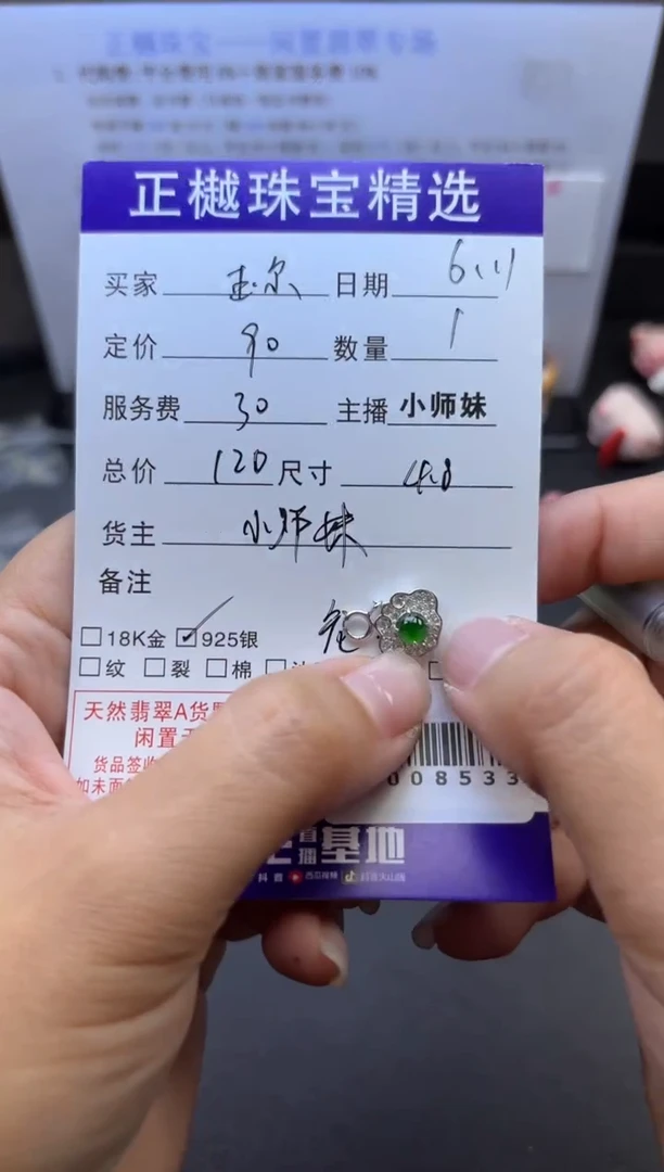 翡翠配石银S925镶嵌ZYZB-1008533