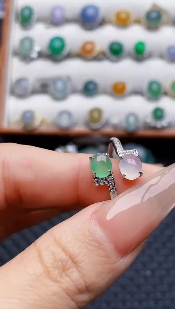 银S925镶嵌戒指翡翠20001