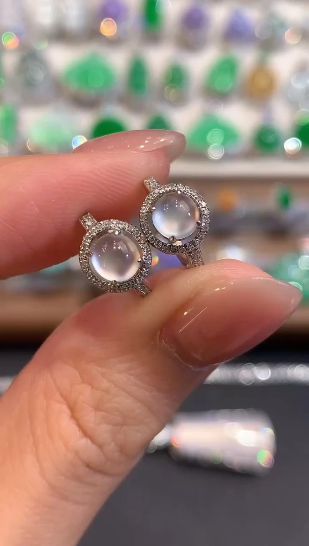 18K金镶嵌翡翠耳饰a34