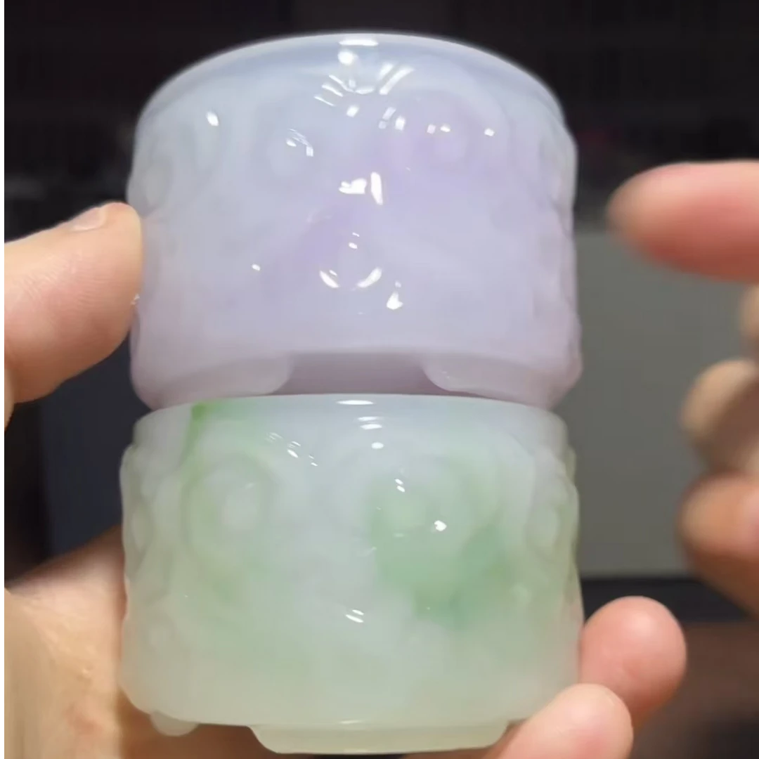 【闪购商品】紫色祥云琉璃杯+飘绿祥云琉璃杯