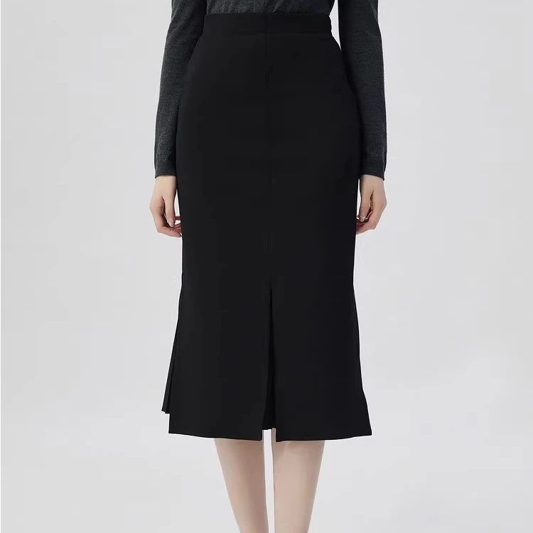 【商场同款】春秋款步步生花纯色高腰包臀开叉鱼尾半身裙1200232