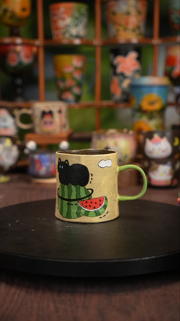 釉下手绘陶瓷脏脏杯