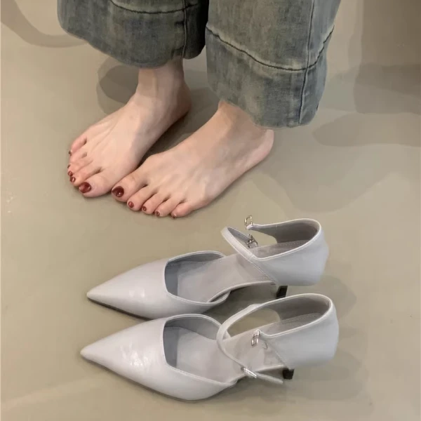 MDH-A899-9性感尖头浅口单鞋女2025春季法式气质名媛侧空细高跟鞋