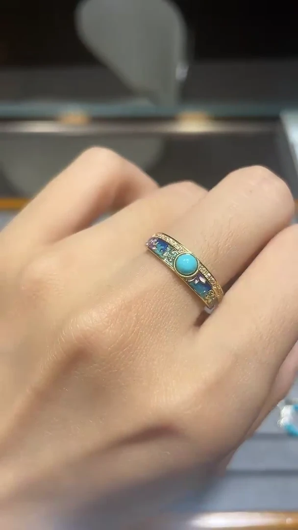 银S925镶嵌绿松石戒指