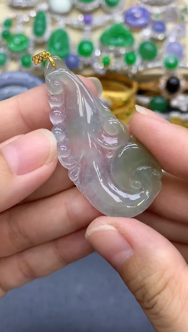 颈饰18K金镶嵌翡翠128-中国好珍宝