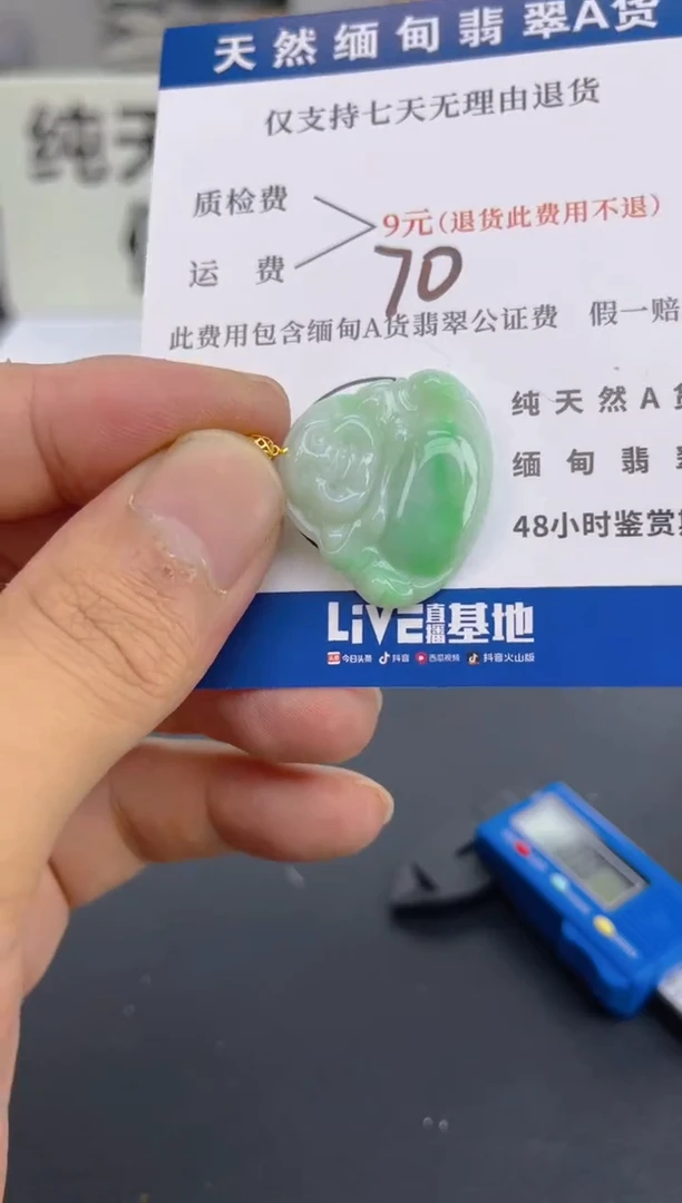 颈饰18K金镶嵌翡翠纯天然缅甸翡翠A货