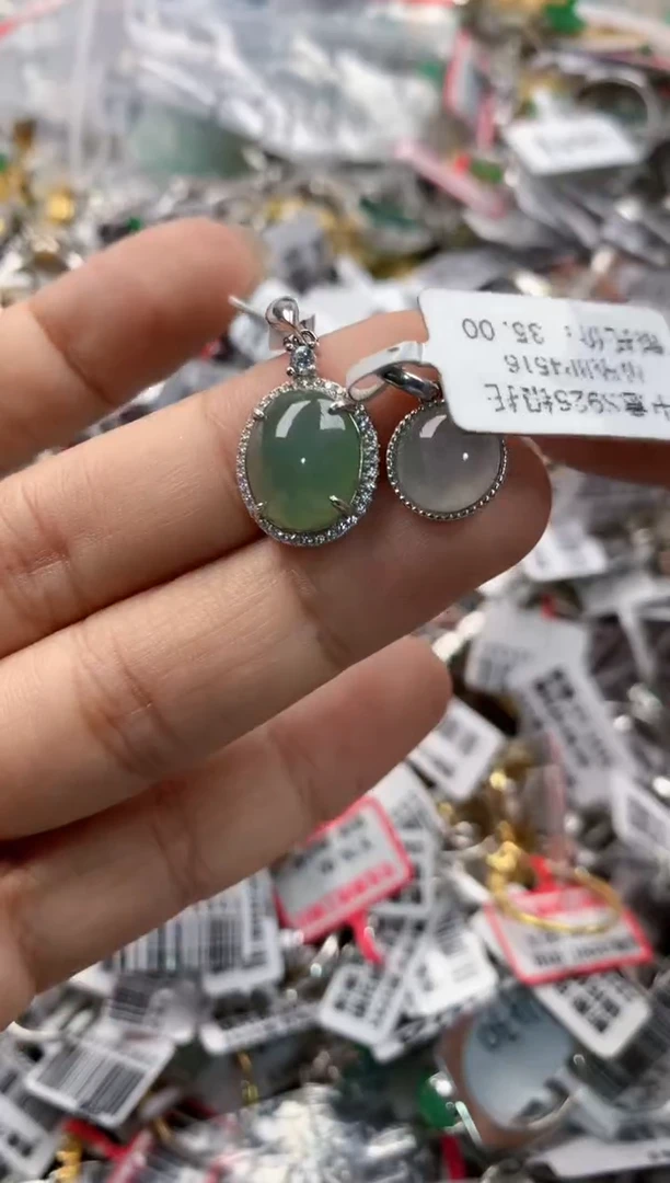 银S925镶嵌戒指翡翠555    1