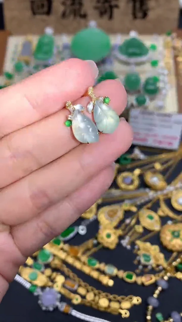 【闪购商品】翡翠耳饰18K金镶嵌163-中国好珍宝