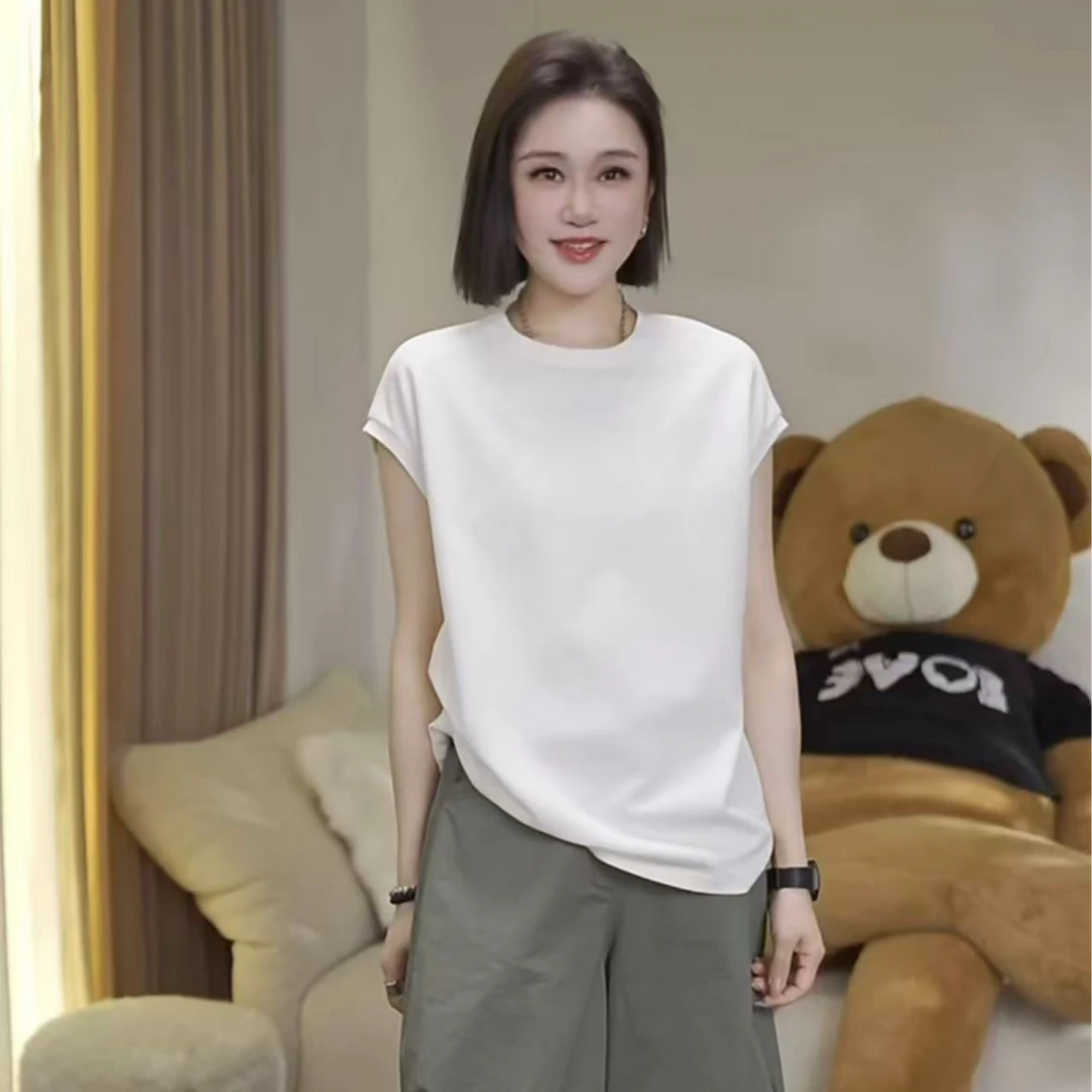 JW/静稳2025夏季新品时尚宽松休闲圆领女款减龄创意T恤5551352