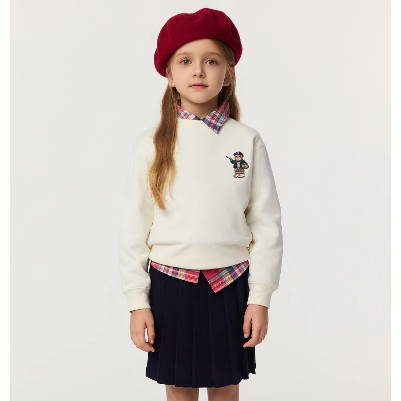 TeenieWeenieKids25年新款男女童学院风圆领纯棉卫衣TKMA255172H