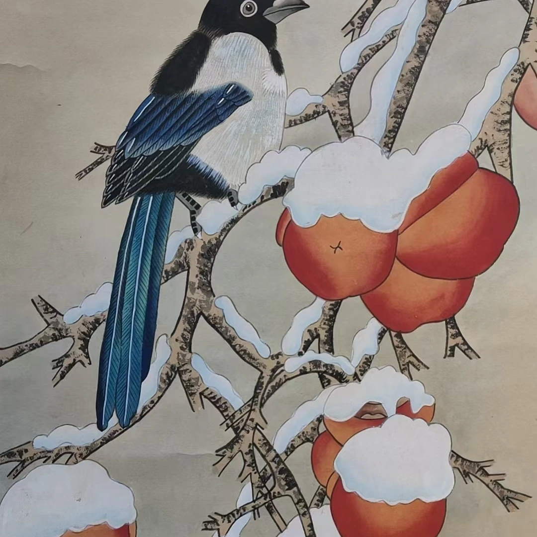 陈老款花鸟挂轴94x42