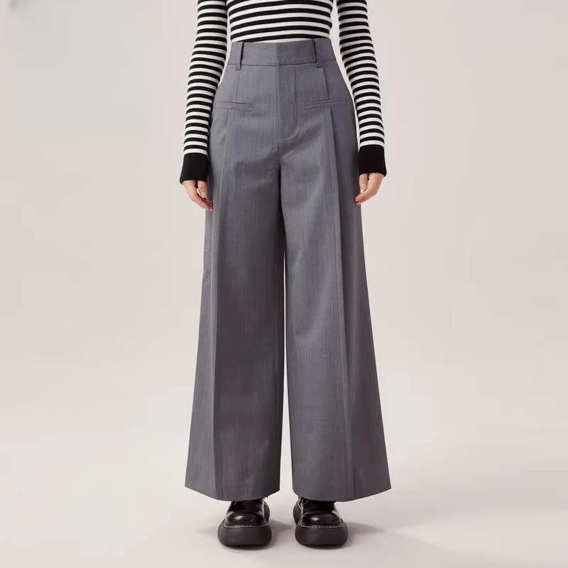 【商场同款】2025春夏新款宽松时尚气质轻职场简约直筒长裤5100375