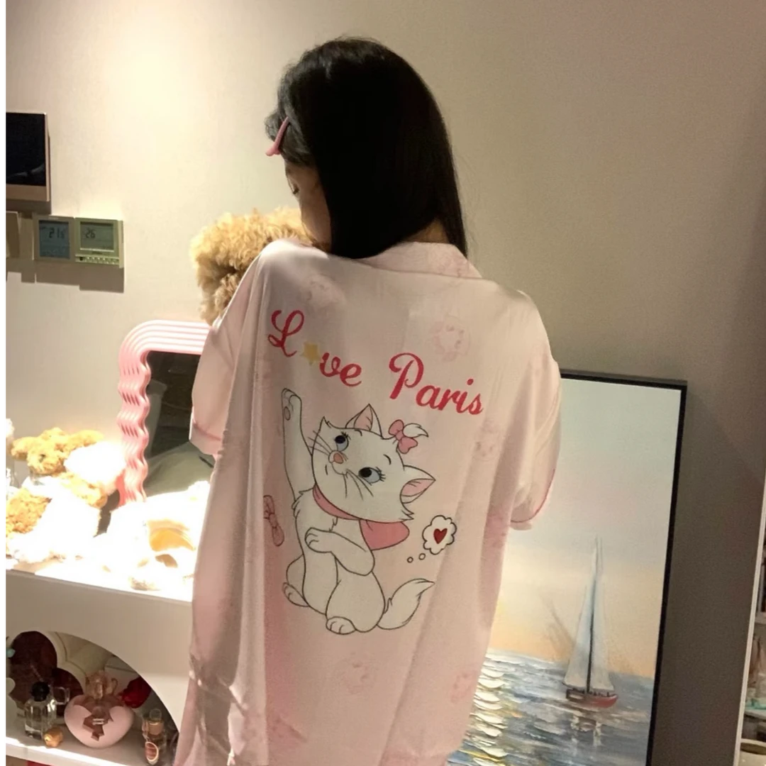 250斤可穿睡衣女夏季新款玛丽猫冰雪丝柔滑胖mm大码家居服套装