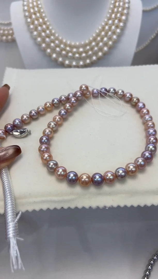 【闪购商品】淡水珍珠颈饰银S925镶嵌8.5-9.5MM无核糖果项链