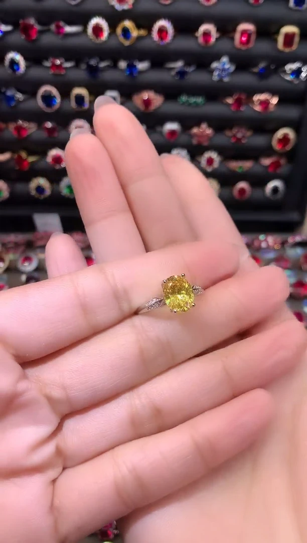 【闪购商品】水晶戒指银S925镶嵌1黄水晶