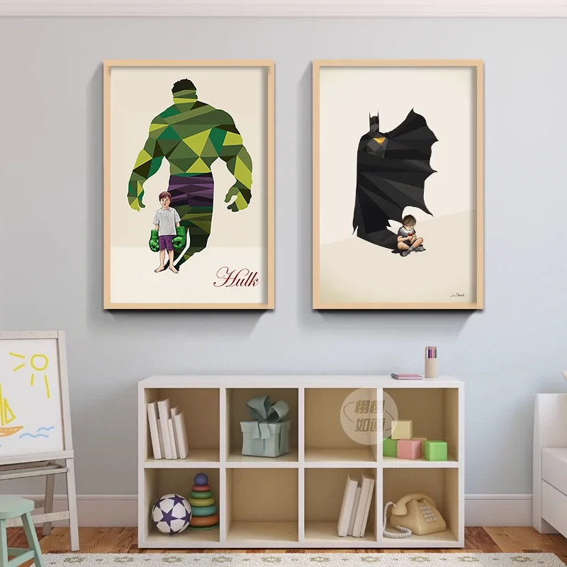 漫威客厅摆画复仇者联盟装饰画儿童房卧室床头挂画沙发背景墙壁画