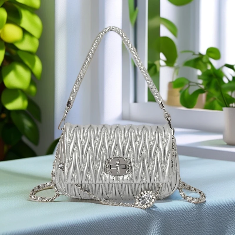 新款斜挎包拉链搭扣单肩款小包包腋下包小众百搭时尚休闲时尚女包