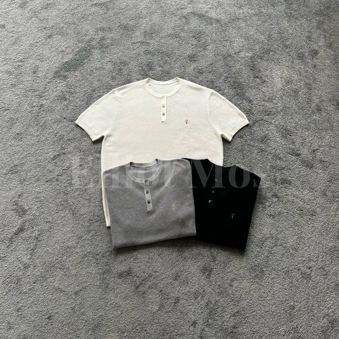 Elliot Mos云感奢享~Embroidery T-Shirt莱赛尔混纺亨利领T恤1227