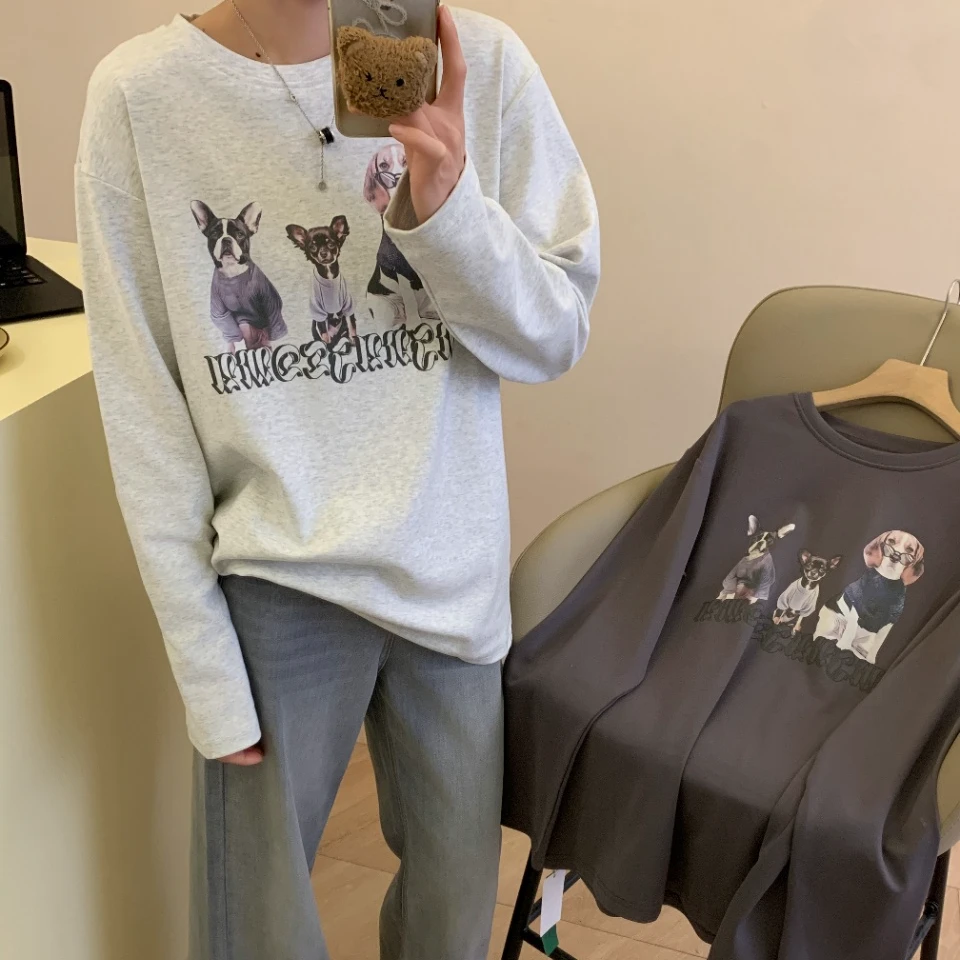 【主播推荐】女士汪星人印花长袖打底衫81653