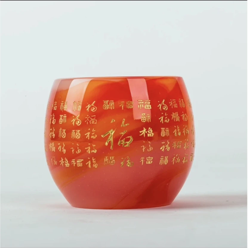 百福红玛瑙琉璃杯 高端茶器