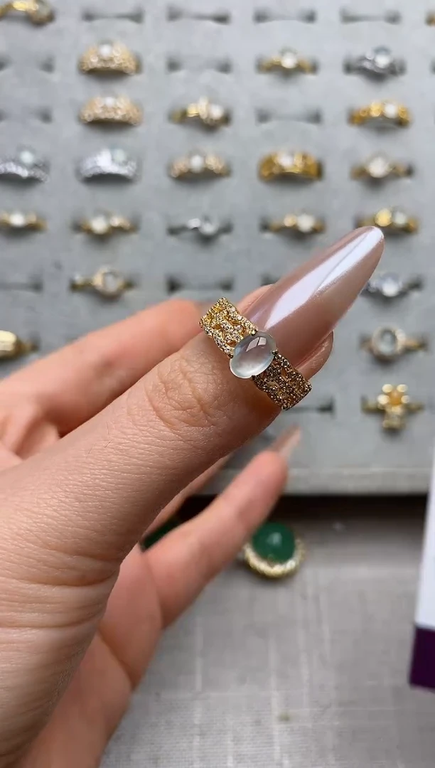 银S925镶嵌戒指翡翠.