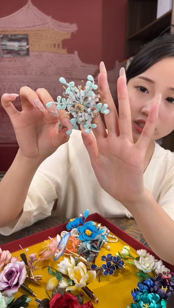 刺绣非遗绒花（发饰）