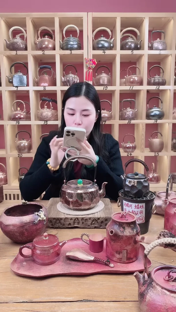 【闪购商品】提梁满錾弯嘴提梁牡丹壶+电陶炉