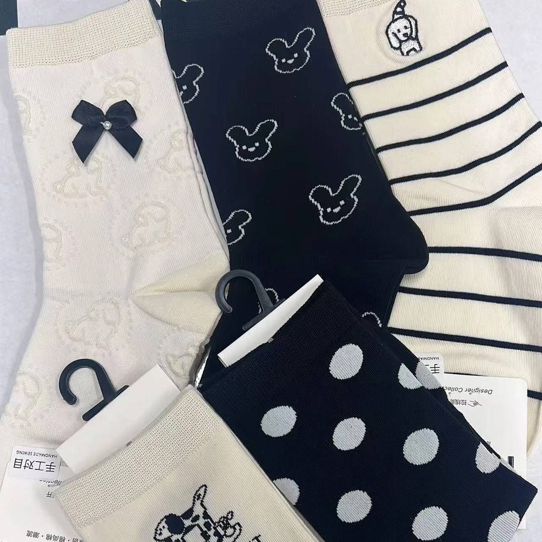 【淇小胖专属福利7901】饰品波点蝴蝶结刺绣可爱女袜
