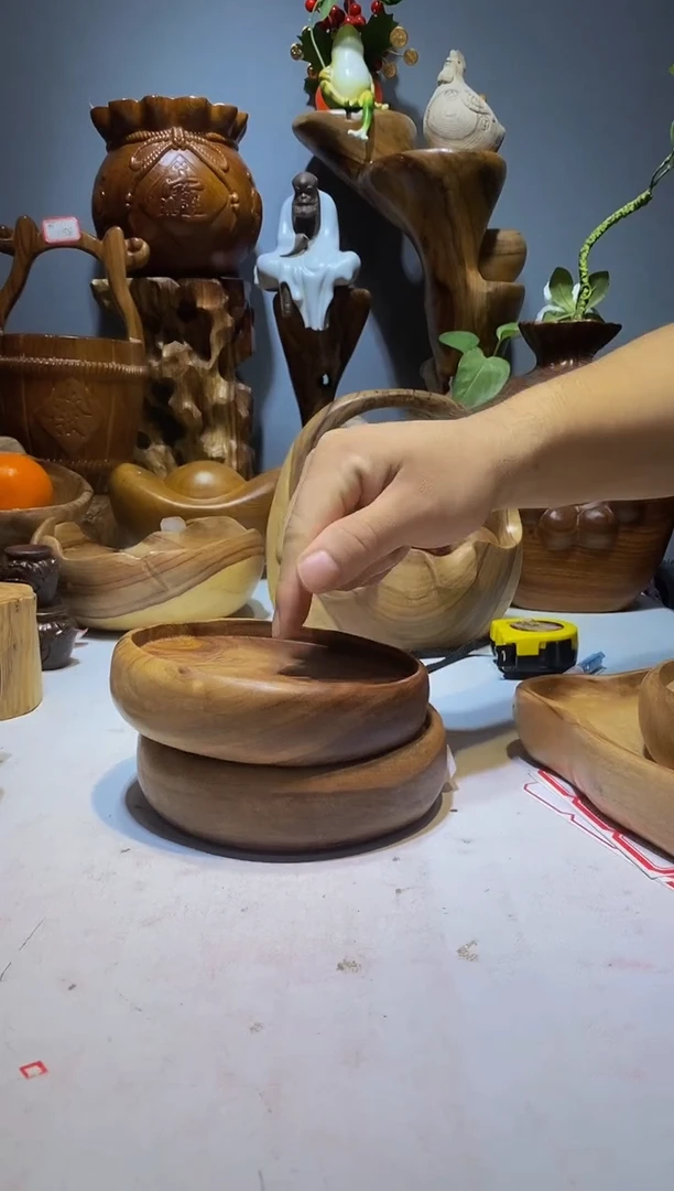 香樟木A4小圆盘2个/组/尺寸15*4