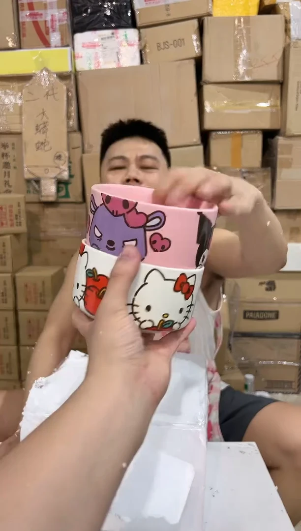 瓷片白色kt猫碗加库洛米碗