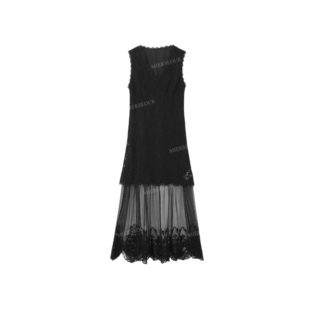 【封后轻奢设计】【罗勒清晨】法式蕾丝刺绣拼接连衣裙1180