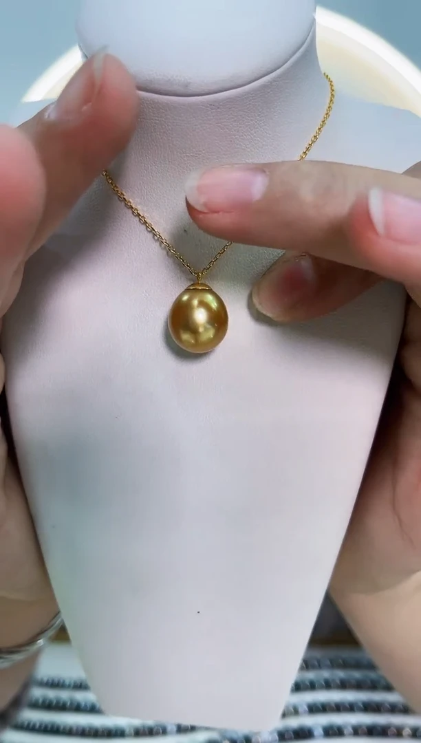 【闪购商品】海水珍珠吊坠(赠链)18K金镶嵌约12.5-14mm