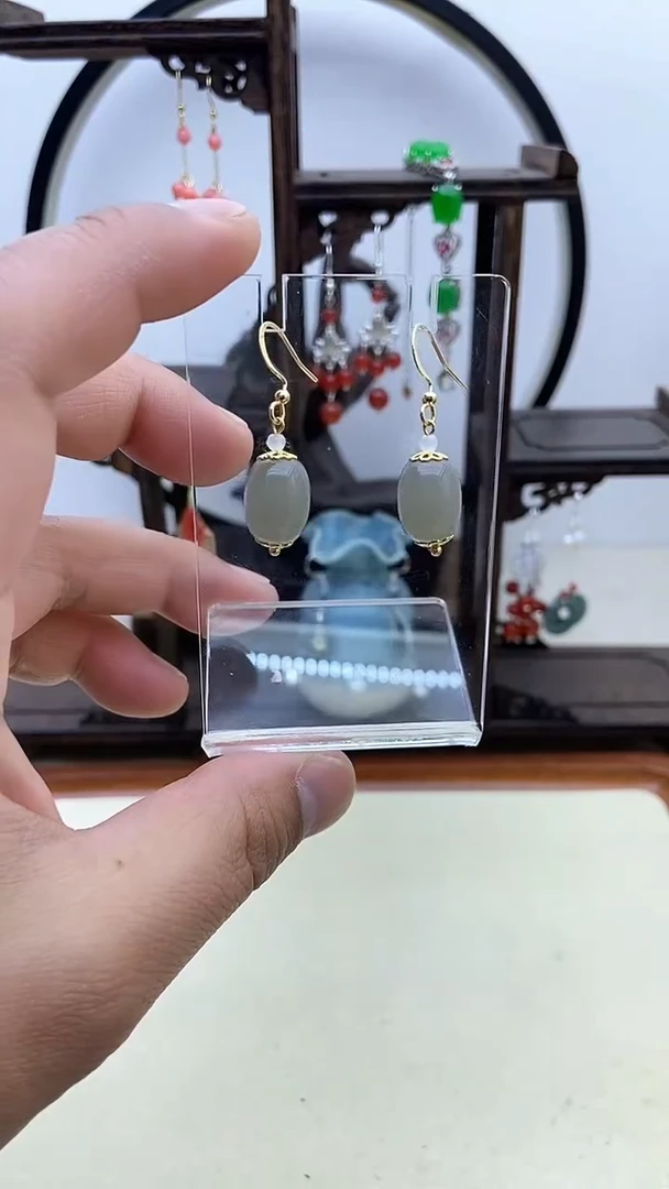 【闪购商品】和田玉耳饰14K金镶嵌06号