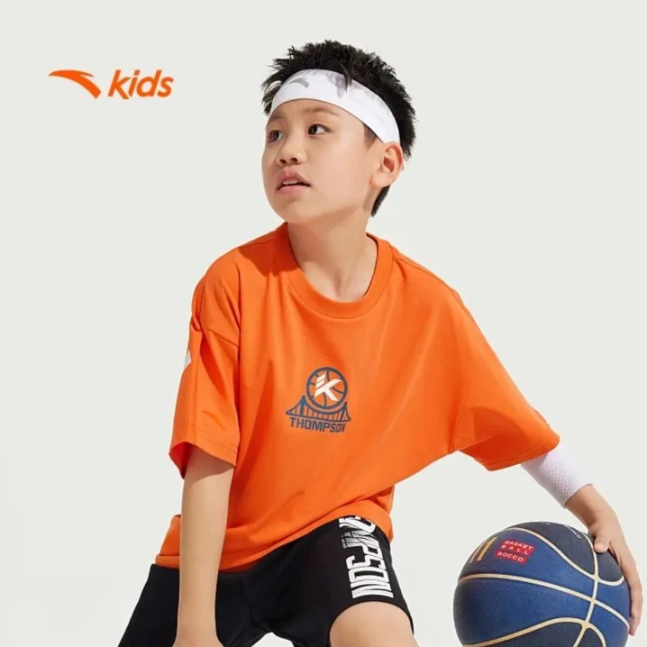 【KT篮球】安踏儿童男大童夏季棉感休闲舒适运动短袖/352521102