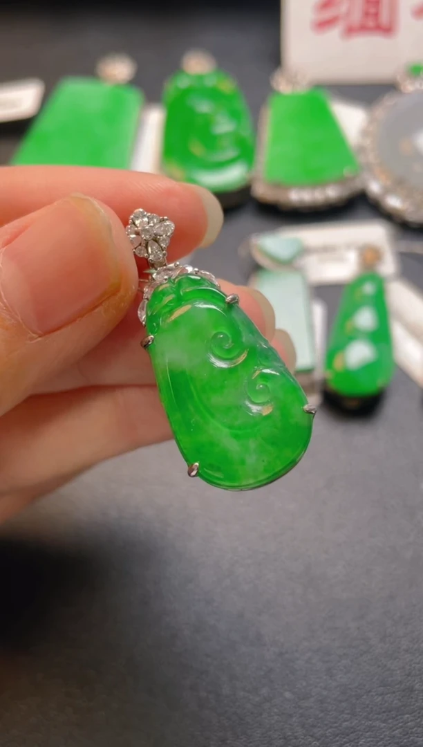 吊坠(不含链)银S925镶嵌翡翠吊坠