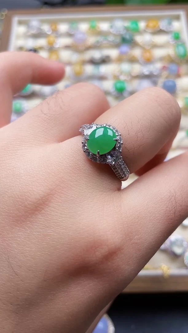 银S925镶嵌戒指翡翠64