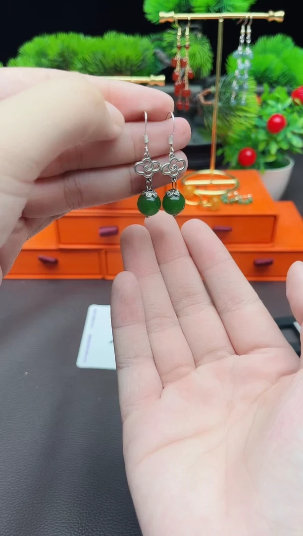 玛瑙/玉髓耳饰银S925镶嵌532