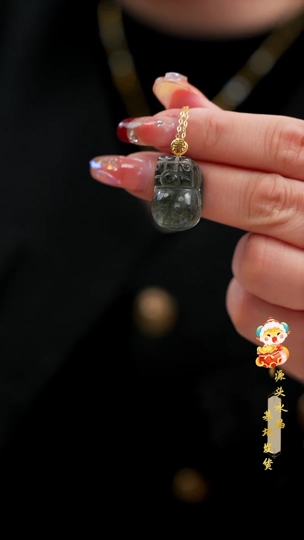 【闪购商品】水晶吊坠18K金镶嵌高货绿幽灵貔貅吊坠多样性发其一