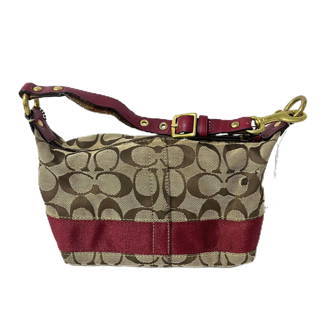 95新 COACH/蔻驰 经典老花帆布拼皮单肩手提包 Y-50193-B