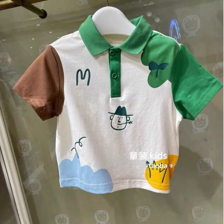 儿童卡通短袖POLO衫纯棉翻领夏季新款男童帅气时尚休闲百搭上衣潮