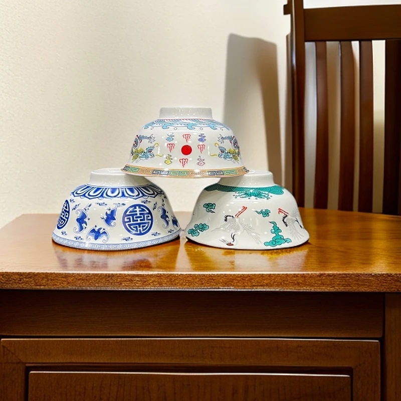 【拉萨发货】景德镇民族风高脚碗中式餐具送礼佳品拍一发三堆