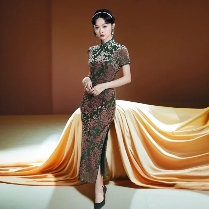 尚羽朵儿1097-夏季新款修身显瘦优雅气质中国风旗袍时尚日常（m-4）