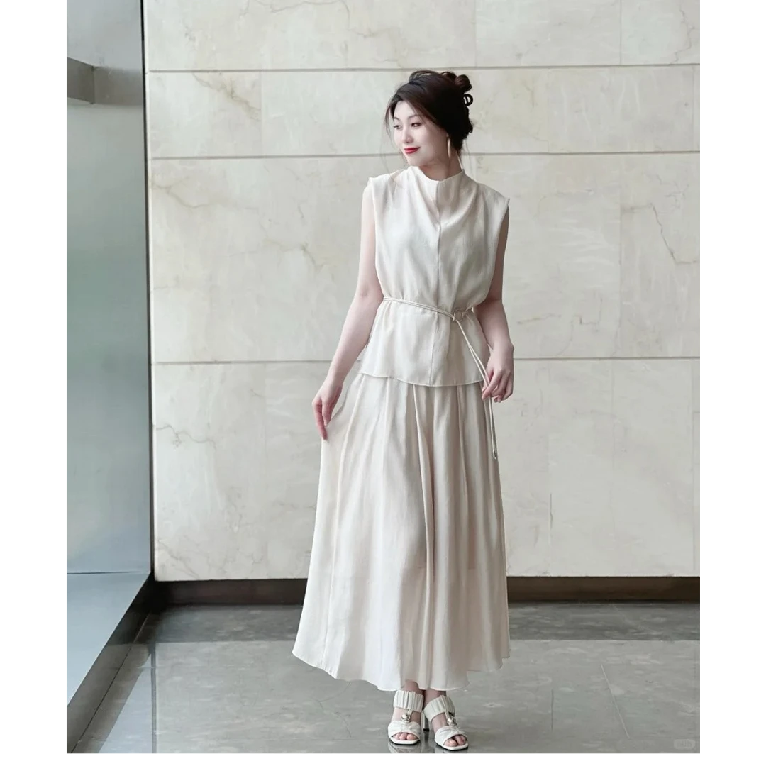 ELLASSAY歌力思2025夏季新款莱赛尔立领气质背心女EWV362B00100