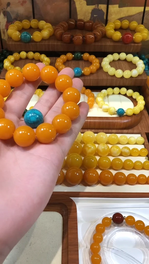 何**胖老蜜18MM配蓝色顶珠