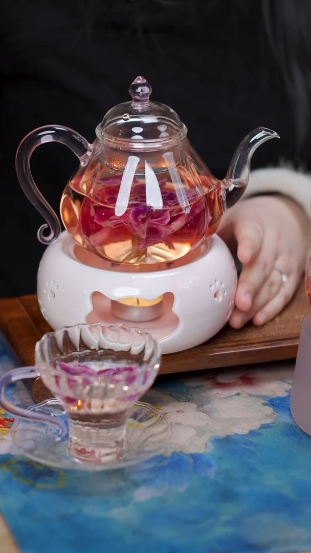 花瓣壶+温茶炉+杯子