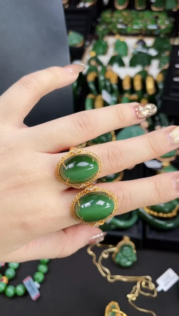 【闪购商品】和田玉戒指18K金镶嵌多样性发一Z