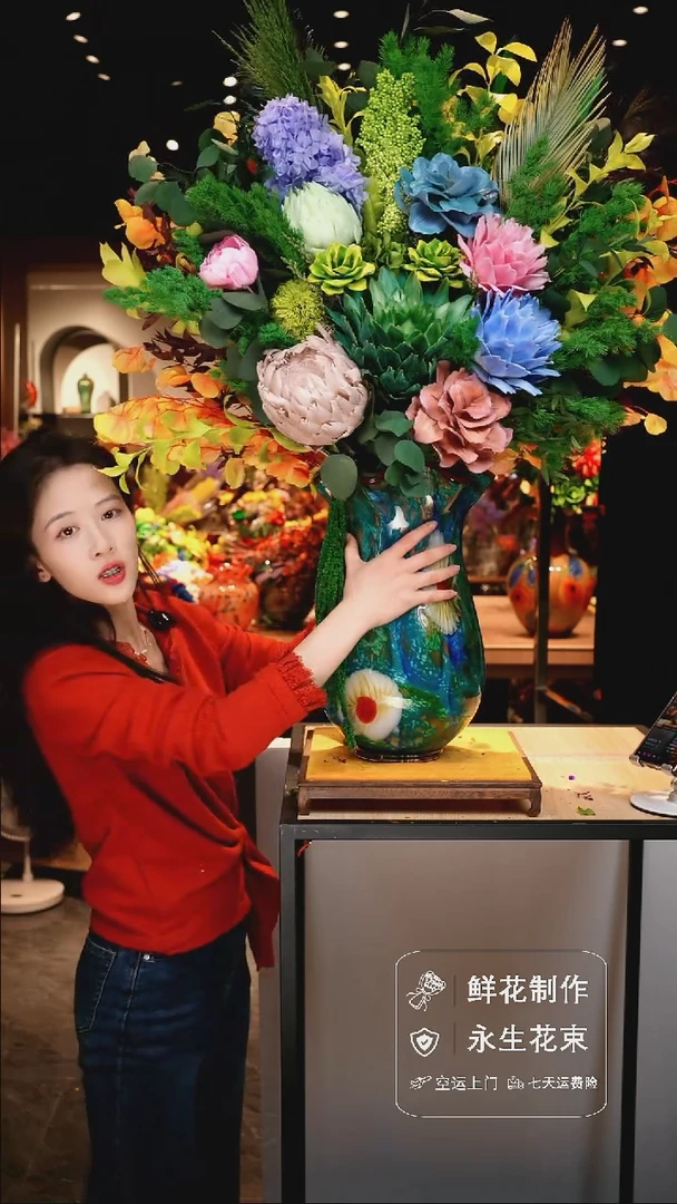 手工艺品琉璃手工花器花束空运包邮送货上门-以图片为准
